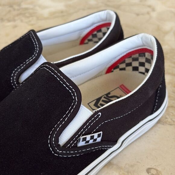 Vans Skate Slip-On Unisex Shoes Black Suede Leather - As New - Picture 8 of 13